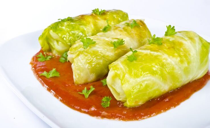 With gout, a hearty dish will be rolls of pike with cottage cheese in Chinese cabbage
